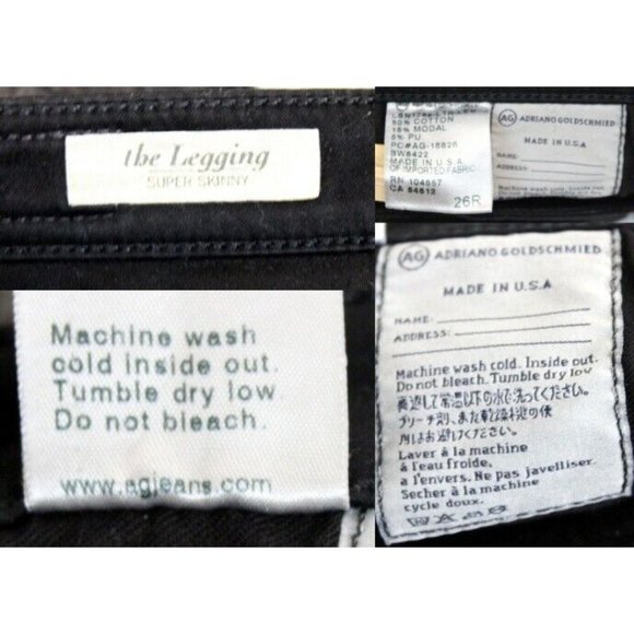 AG Adriano Goldschmied Women Black Shiny sz Jeans 26R Legging Pants Super Skinny - Picture 8 of 8